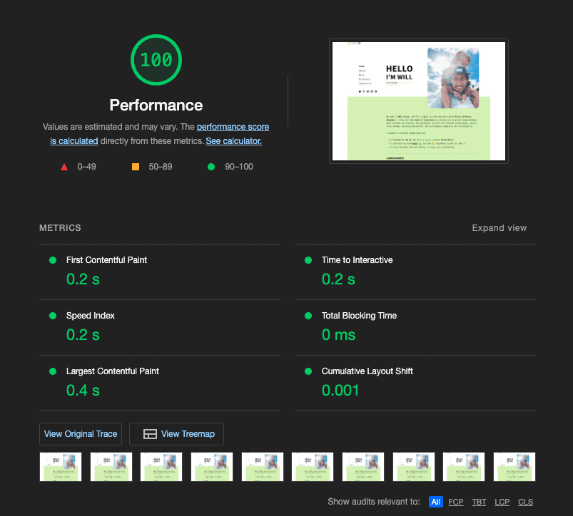 will.paige.me.uk website performance