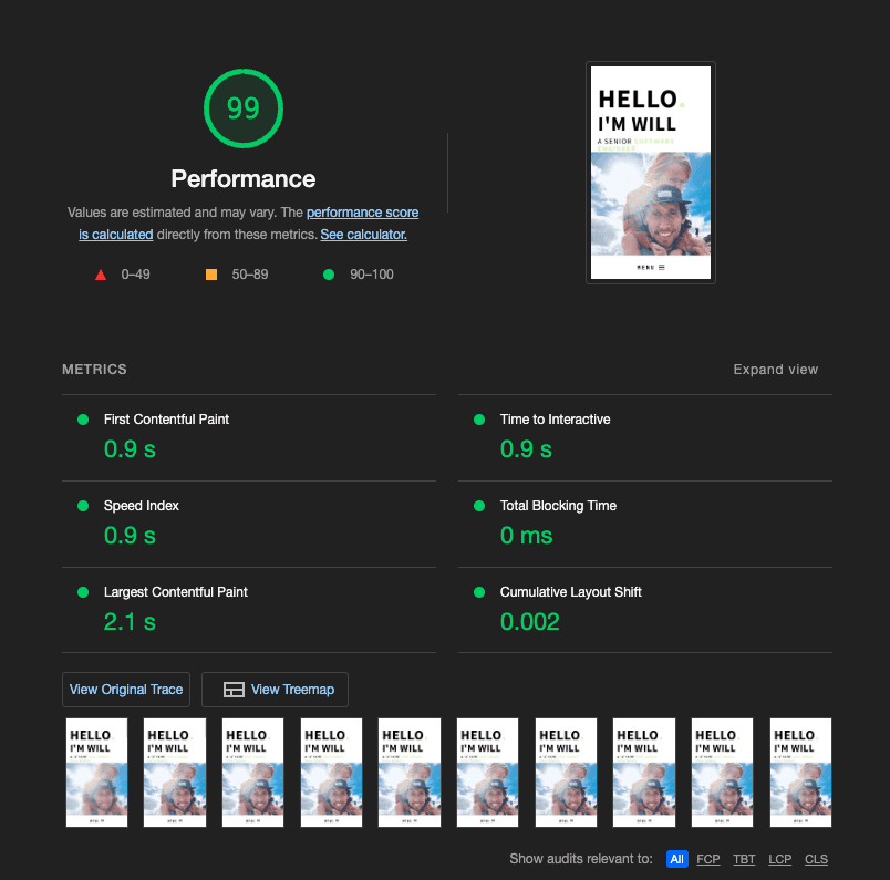 will.paige.me.uk website performance